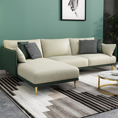 Glam Style 34.25 " H Faux Leather Square Arm Sofa & Chaise for Living Room