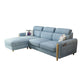 Modern 35.43 " H Blue Cotton Blend Square Arm Sofa & Chaise with Storage Clearhalo 'furn' 'furn_sectionals' 'Furniture' 'Living Room Furniture' 'Sectionals' 6141367