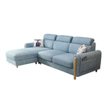 Modern 35.43 " H Blue Cotton Blend Square Arm Sofa & Chaise with Storage Clearhalo 'furn' 'furn_sectionals' 'Furniture' 'Living Room Furniture' 'Sectionals' 6141367