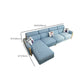 Modern 35.43 " H Blue Cotton Blend Square Arm Sofa & Chaise with Storage Clearhalo 'furn' 'furn_sectionals' 'Furniture' 'Living Room Furniture' 'Sectionals' 6141377