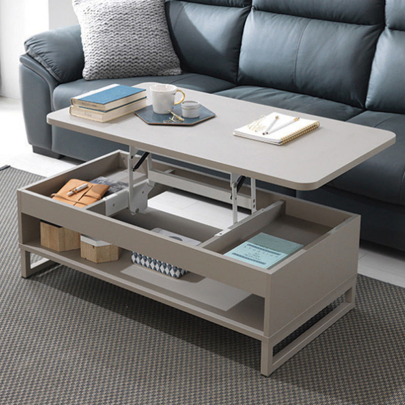 Floating Top Coffee Table with Shelf and 4 Legs Wooden Coffee Tabl Grey Clearhalo 'Coffee & Accent Tables' 'Coffee Tables' 'coffee_tables' 'furn' 'furn_coffee_tables' 'Furniture' 'Living Room Furniture' 6141401