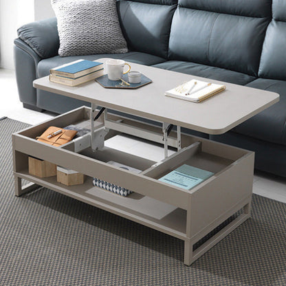 Floating Top Coffee Table with Shelf and 4 Legs Wooden Coffee Tabl Grey Clearhalo 'Coffee & Accent Tables' 'Coffee Tables' 'coffee_tables' 'furn' 'furn_coffee_tables' 'Furniture' 'Living Room Furniture' 6141401