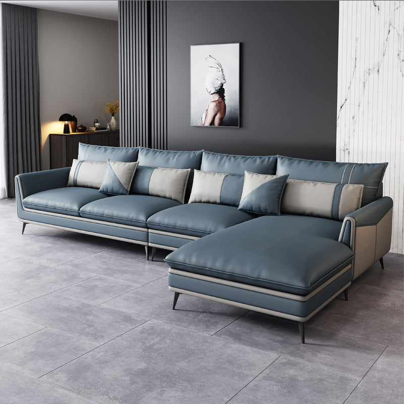 Scandinavo 35.43 "H Fucice in pelle divano a braccio svasato e chaise f f