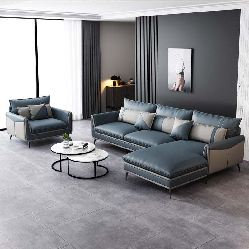 Scandinavo 35.43 "H Fucice in pelle divano a braccio svasato e chaise f f