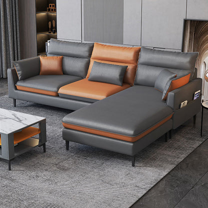 Contemporain 35.43 "H FAUX CUIR SOFF EN ÉVAL