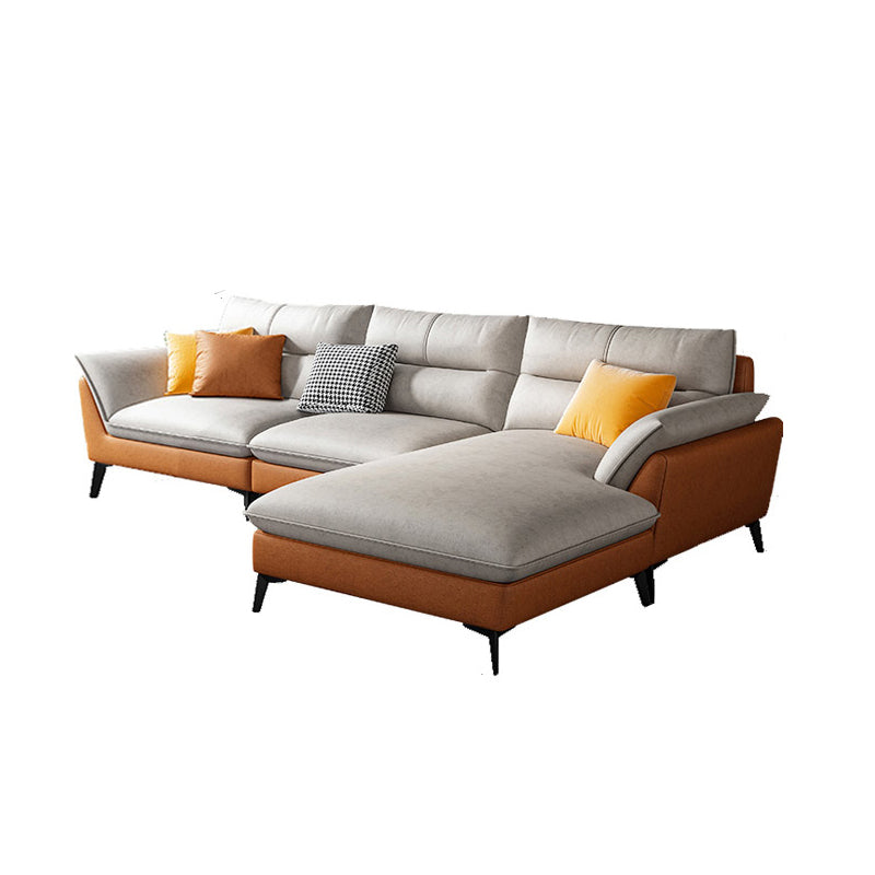 Faux Leather 34.64 " H Flared Arm Sofa & Chaise for Living Room Clearhalo 'furn' 'furn_sectionals' 'Furniture' 'Living Room Furniture' 'Sectionals' 6141450