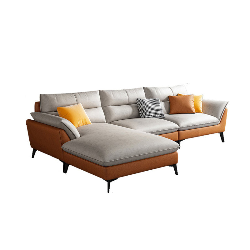 Faux Leather 34.64 " H Flared Arm Sofa & Chaise for Living Room Clearhalo 'furn' 'furn_sectionals' 'Furniture' 'Living Room Furniture' 'Sectionals' 6141451