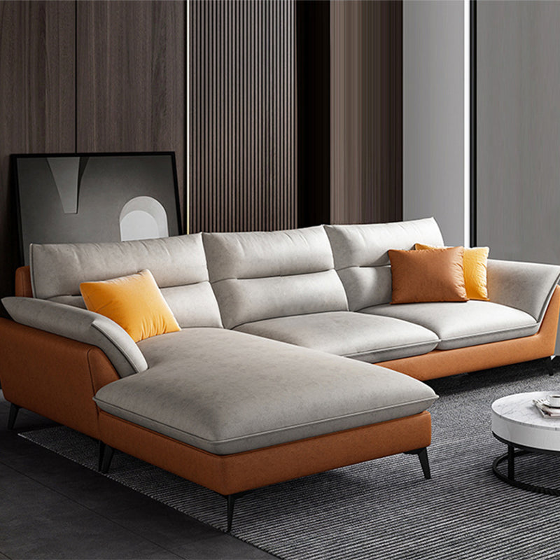 Faux Leather 34.64 " H Flared Arm Sofa & Chaise for Living Room 96.5"L x 63"W x 34.6"H Left Clearhalo 'furn' 'furn_sectionals' 'Furniture' 'Living Room Furniture' 'Sectionals' 6141454