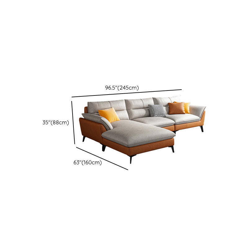 Faux Leather 34.64 " H Flared Arm Sofa & Chaise for Living Room Clearhalo 'furn' 'furn_sectionals' 'Furniture' 'Living Room Furniture' 'Sectionals' 6141455