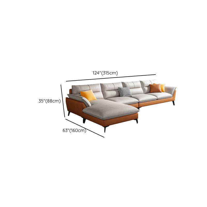 Faux Leather 34.64 " H Flared Arm Sofa & Chaise for Living Room Clearhalo 'furn' 'furn_sectionals' 'Furniture' 'Living Room Furniture' 'Sectionals' 6141457