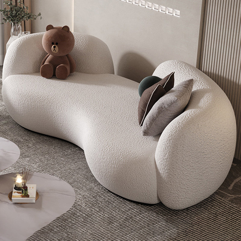 Contemporary Tuxedo Arm Curved Sofa Tight Back in Grey/White