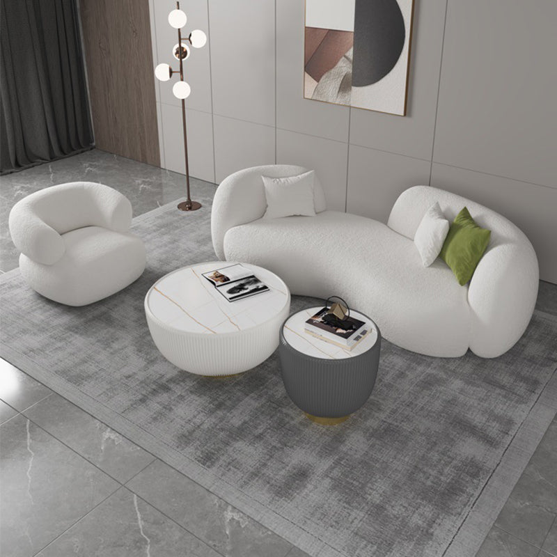 Contemporary Tuxedo Arm Curved Sofa Tight Back in Grey/White