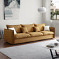 Contemporary Fabric Standard Settee Tuxedo Arm Cushions Sofa