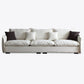 Contemporary Fabric Standard Settee Tuxedo Arm Cushions Sofa