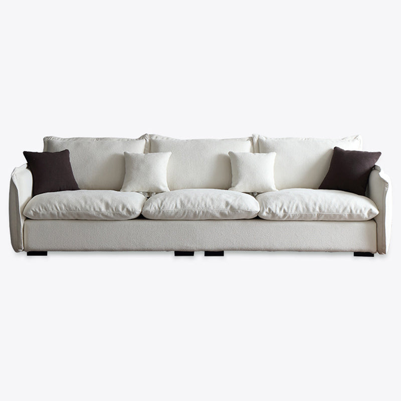 Contemporary Fabric Standard Settee Tuxedo Arm Cushions Sofa