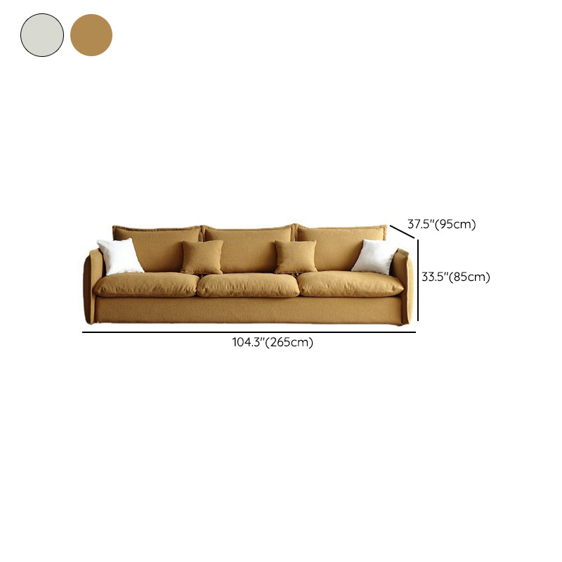Contemporary Fabric Standard Settee Tuxedo Arm Cushions Sofa