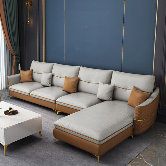 Scandinavo da 37,4 "H Fanux in pelle di divano e chaise per soggiorno per soggiorno