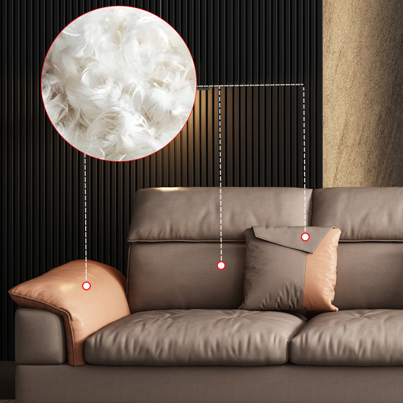 Modern 35.43 " H Faux Leather Pillow Top Arm Sofa for Living Room Clearhalo 'furn' 'furn_sectionals' 'Furniture' 'Living Room Furniture' 'Sectionals' 6141571