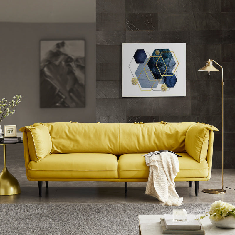 リビングルーム用のモダンなフェイクレザースタンダードセッピータキシードアームソファソファ