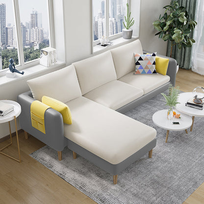 Scandinavian 30.7 " H Faux Leather Square Arm Sofa & Chaise with storage