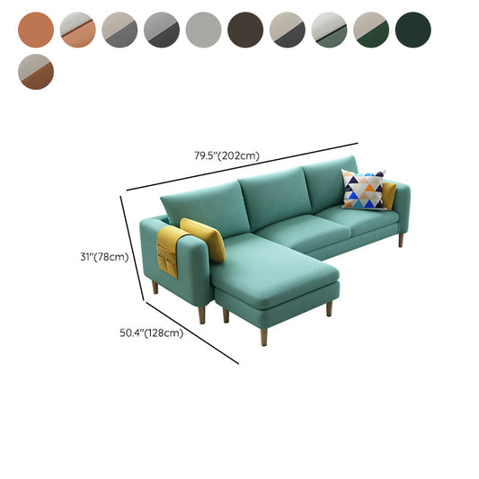 Scandinavo da 30,7 "H divano a braccio quadrato in pelle finta e chaise con archiviazione