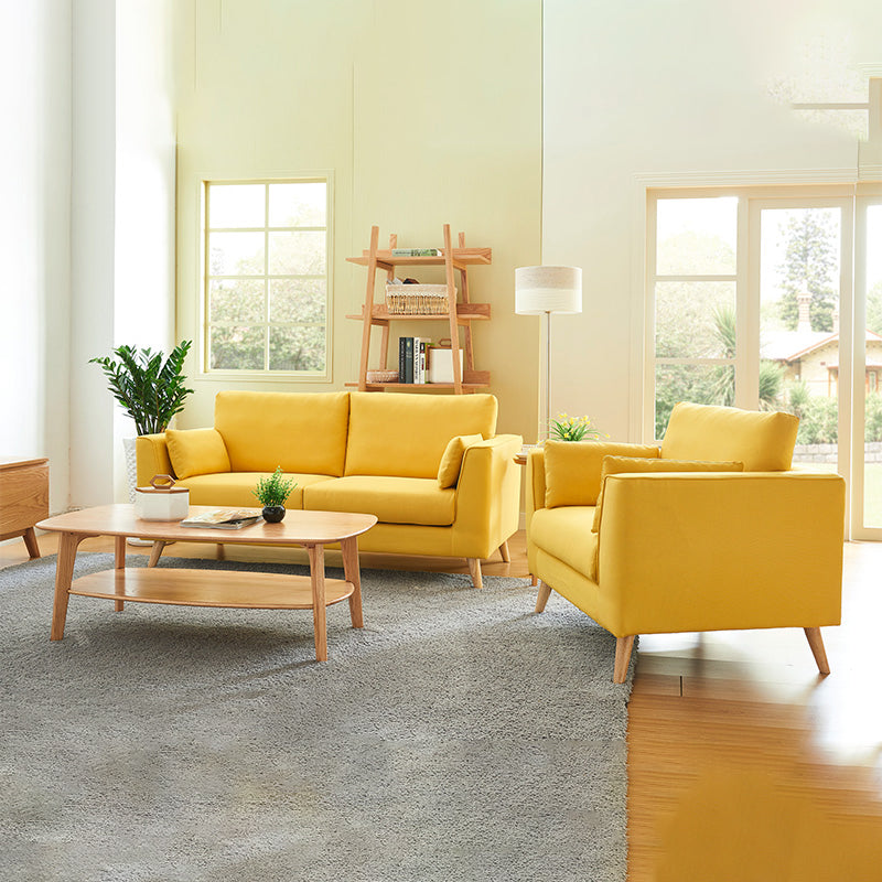 Contemporary Fabric Standard Sofa 2/3-seat Cushions Square Arm Sofa