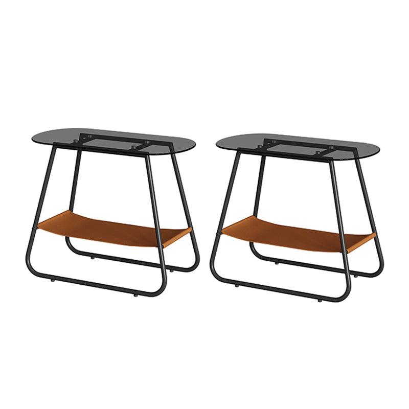 Mesa lateral de trineo elíptico de vidrio 20.9 "de altura de 1 estante