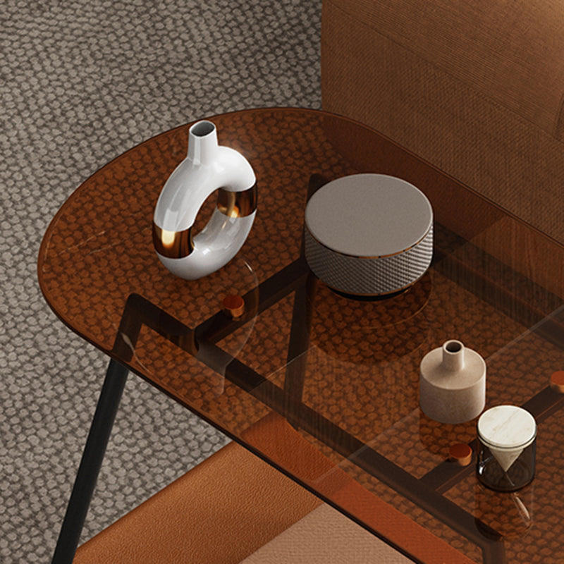 Mesa lateral de trineo elíptico de vidrio 20.9 "de altura de 1 estante