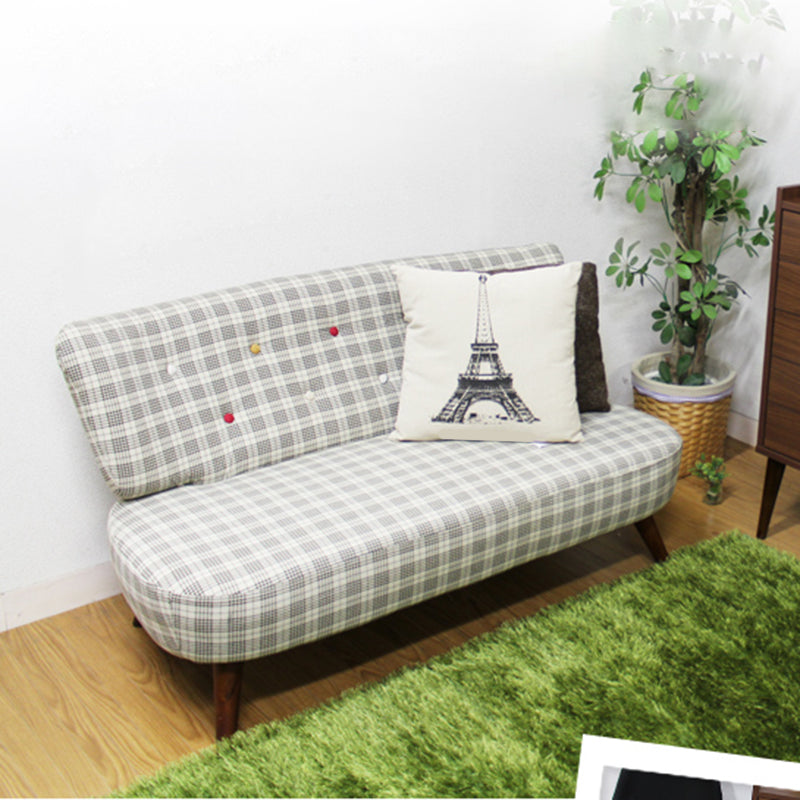 Contemporary Fabric Settee with Hair Pin Legs, Armless Standard Sofa