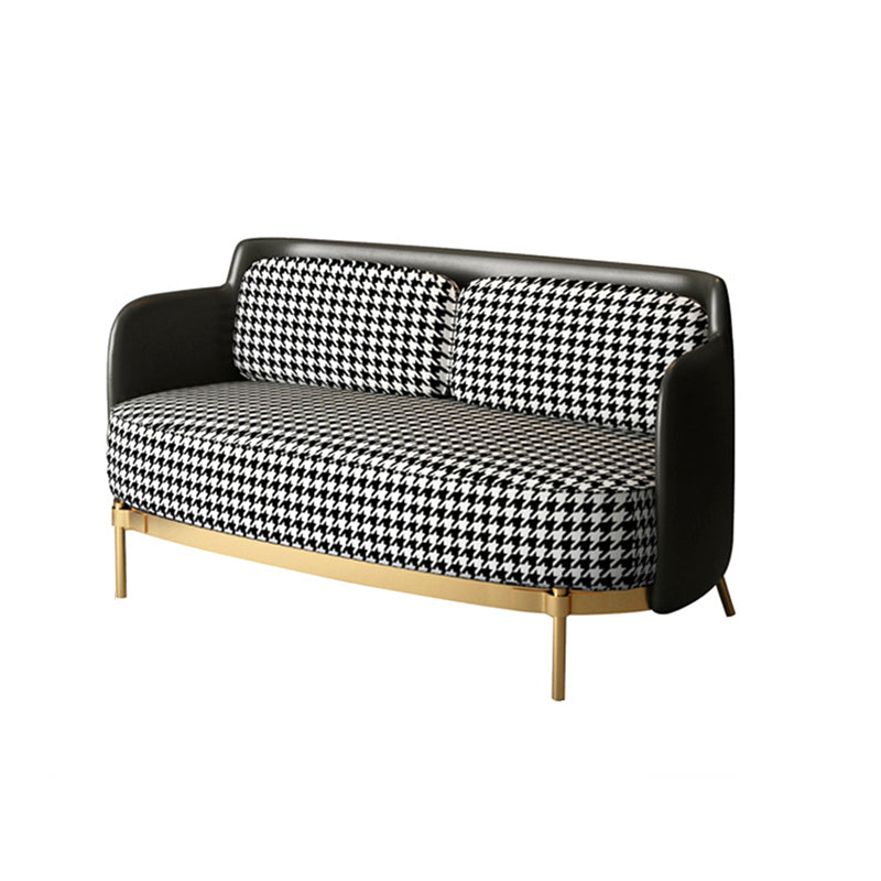 Zeitgenössisches Kunstleder und Leinensofa abgenähter Arm Standard -Sofa