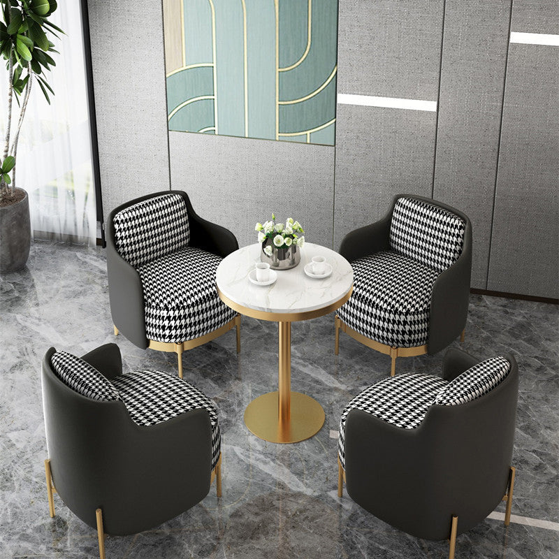 Zeitgenössisches Kunstleder und Leinensofa abgenähter Arm Standard -Sofa