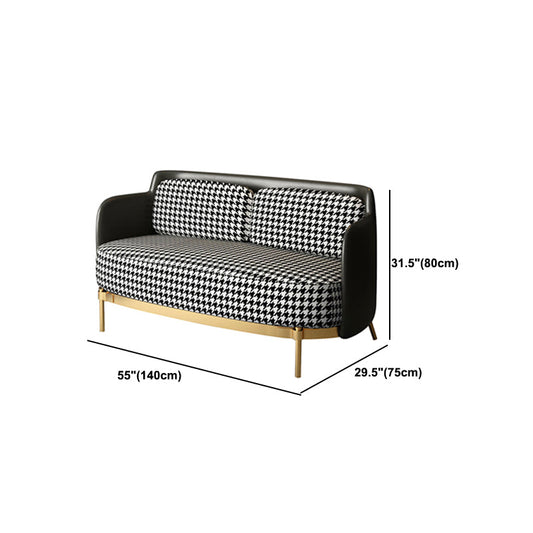 Zeitgenössisches Kunstleder und Leinensofa abgenähter Arm Standard -Sofa