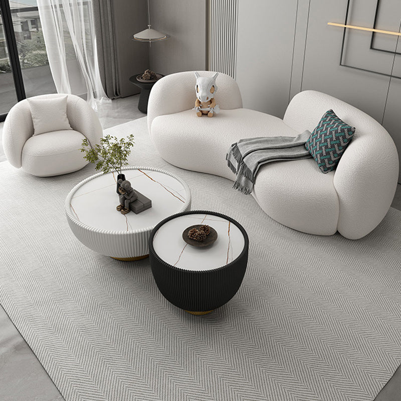 Contemporary Tuxedo Arm Sofa White Tight Back Seating for Living Room