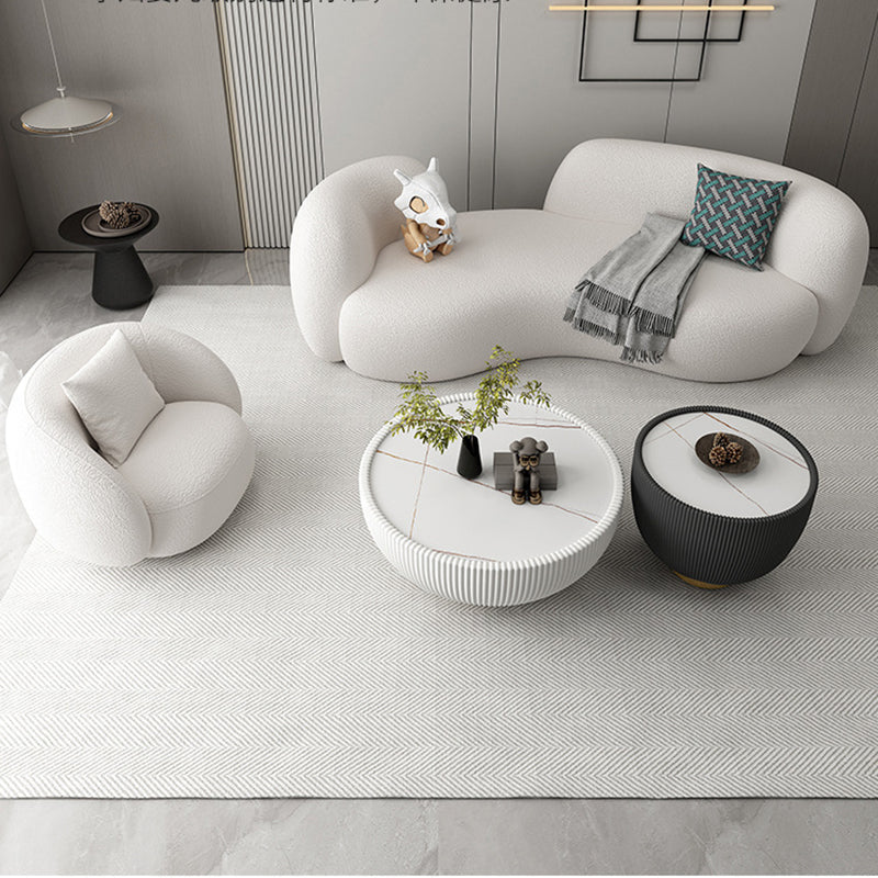 Contemporary Tuxedo Arm Sofa White Tight Back Seating for Living Room