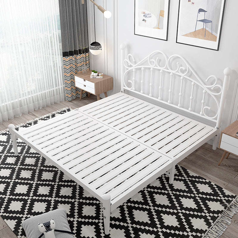 Contemporary Style Standard Bed Metal Bed Frame with Headboard White 1 Clearhalo 'Bedroom Furniture' 'Beds' 'furn' 'furn_beds' 'Furniture' 6142053