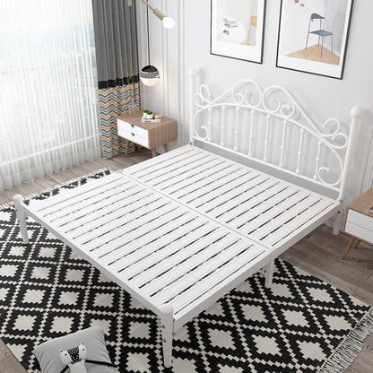 Contemporary Style Standard Bed Metal Bed Frame with Headboard White 1 Clearhalo 'Bedroom Furniture' 'Beds' 'furn' 'furn_beds' 'Furniture' 6142053
