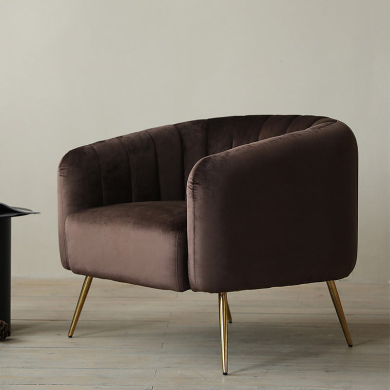 28.34" High Velvet Barrel Chair Arms Included Barrel Accent Chair Coffee 1 Piece Clearhalo 'Accent Chairs' 'accent_chairs' 'Chairs & Seating' 'furn' 'furn_accent_chairs' 'Furniture' 'Living Room Furniture' 6142102