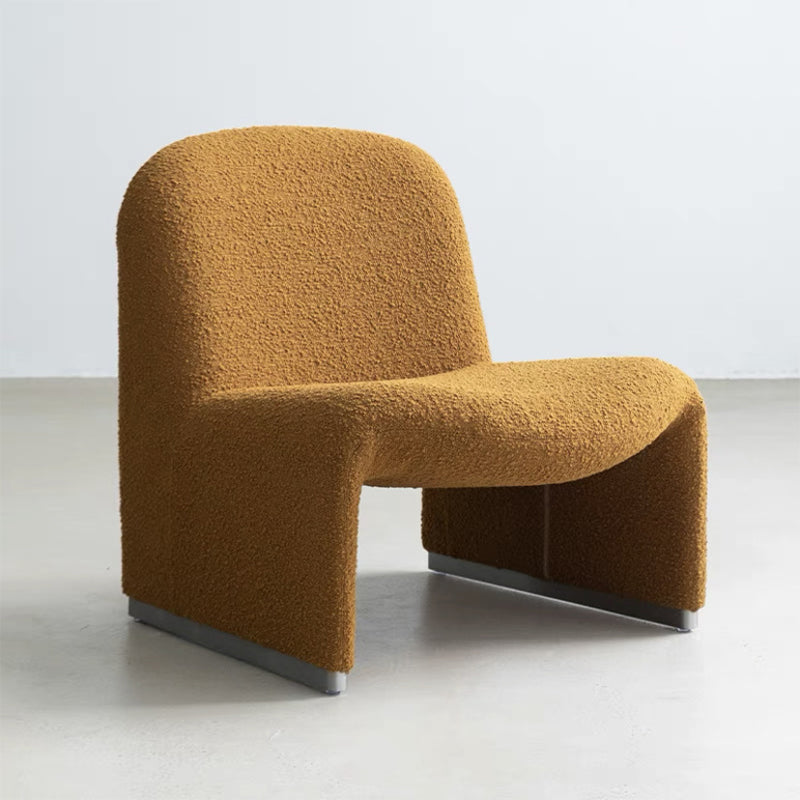 Wool Armless Chair 28.34" High Metal Frame Chair for Living Room Yellow 1 Piece Clearhalo 'Accent Chairs' 'accent_chairs' 'Chairs & Seating' 'furn' 'furn_accent_chairs' 'Furniture' 'Living Room Furniture' 6142135