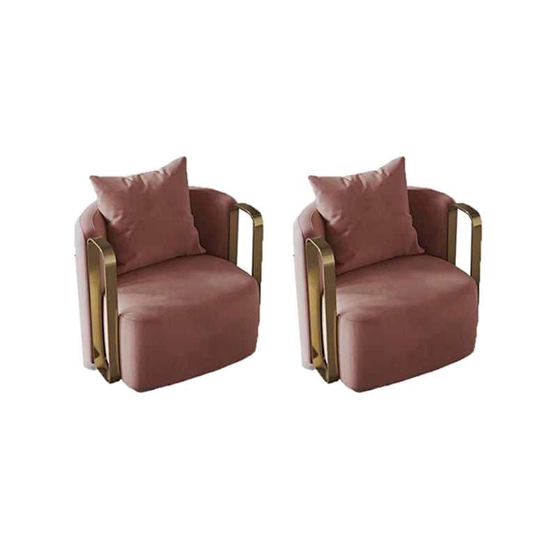 27.16" High Armchair Recessed Arms Included Chair for Living Room Pink Velvet 2 Piece Set Clearhalo 'Accent Chairs' 'accent_chairs' 'Chairs & Seating' 'furn' 'furn_accent_chairs' 'Furniture' 'Living Room Furniture' 6142179
