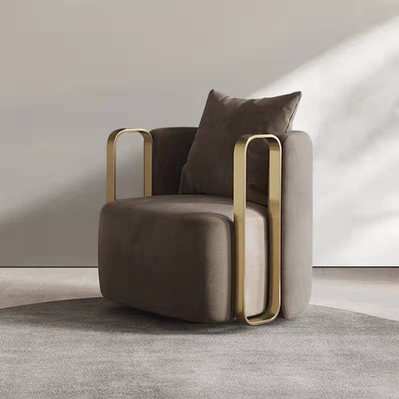 27.16" High Armchair Recessed Arms Included Chair for Living Room Grey Velvet 1 Piece Clearhalo 'Accent Chairs' 'accent_chairs' 'Chairs & Seating' 'furn' 'furn_accent_chairs' 'Furniture' 'Living Room Furniture' 6142180