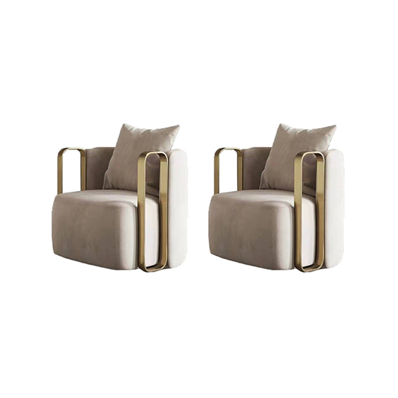 27.16" High Armchair Recessed Arms Included Chair for Living Room Off-White Velvet 2 Piece Set Clearhalo 'Accent Chairs' 'accent_chairs' 'Chairs & Seating' 'furn' 'furn_accent_chairs' 'Furniture' 'Living Room Furniture' 6142181