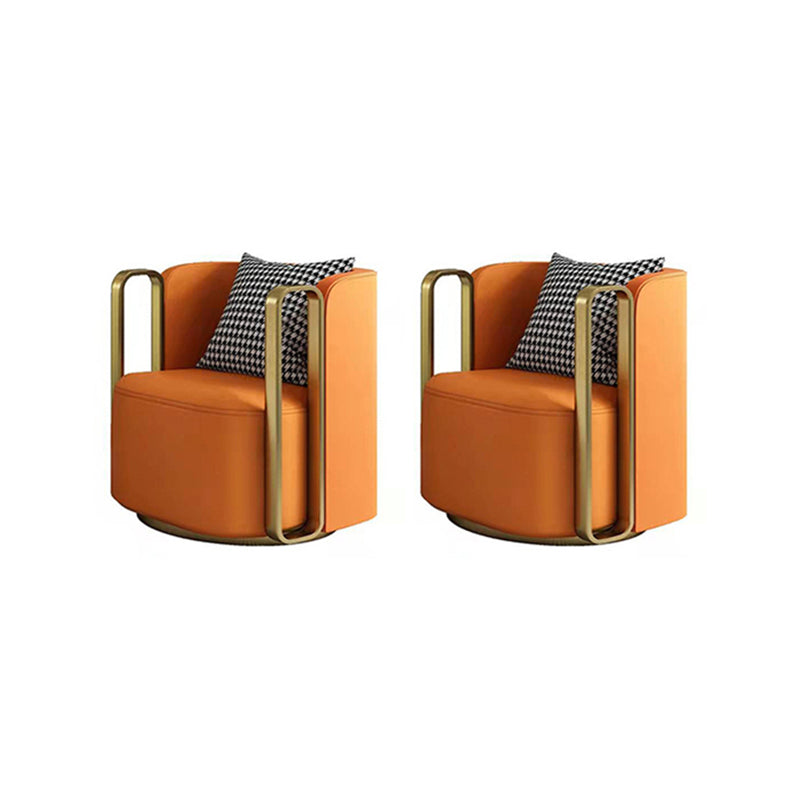 27.16" High Armchair Recessed Arms Included Chair for Living Room Orange Genuine Leather 2 Piece Set Clearhalo 'Accent Chairs' 'accent_chairs' 'Chairs & Seating' 'furn' 'furn_accent_chairs' 'Furniture' 'Living Room Furniture' 6142184