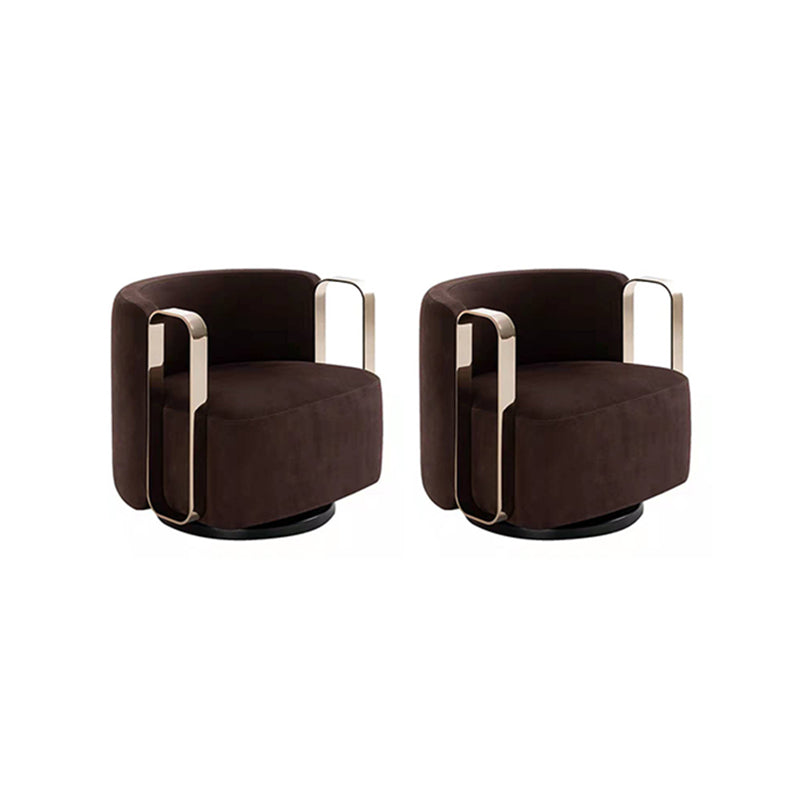 27.16" High Armchair Recessed Arms Included Chair for Living Room Brown Velvet 2 Piece Set Clearhalo 'Accent Chairs' 'accent_chairs' 'Chairs & Seating' 'furn' 'furn_accent_chairs' 'Furniture' 'Living Room Furniture' 6142186