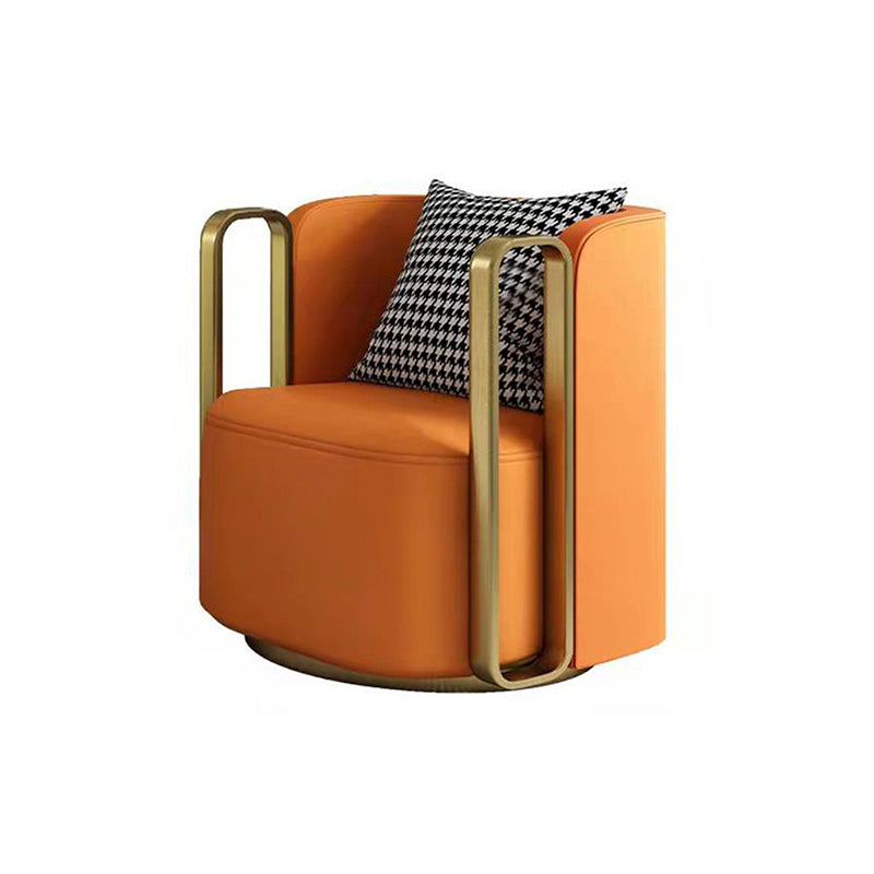 27.16" High Armchair Recessed Arms Included Chair for Living Room Orange Genuine Leather 1 Piece Clearhalo 'Accent Chairs' 'accent_chairs' 'Chairs & Seating' 'furn' 'furn_accent_chairs' 'Furniture' 'Living Room Furniture' 6142187