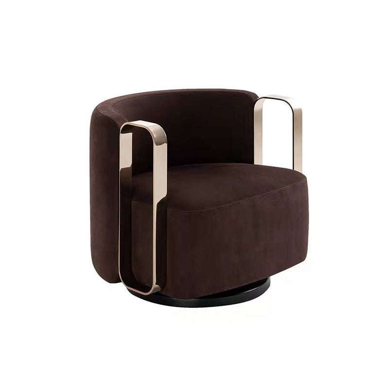 27.16" High Armchair Recessed Arms Included Chair for Living Room Brown Velvet 1 Piece Clearhalo 'Accent Chairs' 'accent_chairs' 'Chairs & Seating' 'furn' 'furn_accent_chairs' 'Furniture' 'Living Room Furniture' 6142192