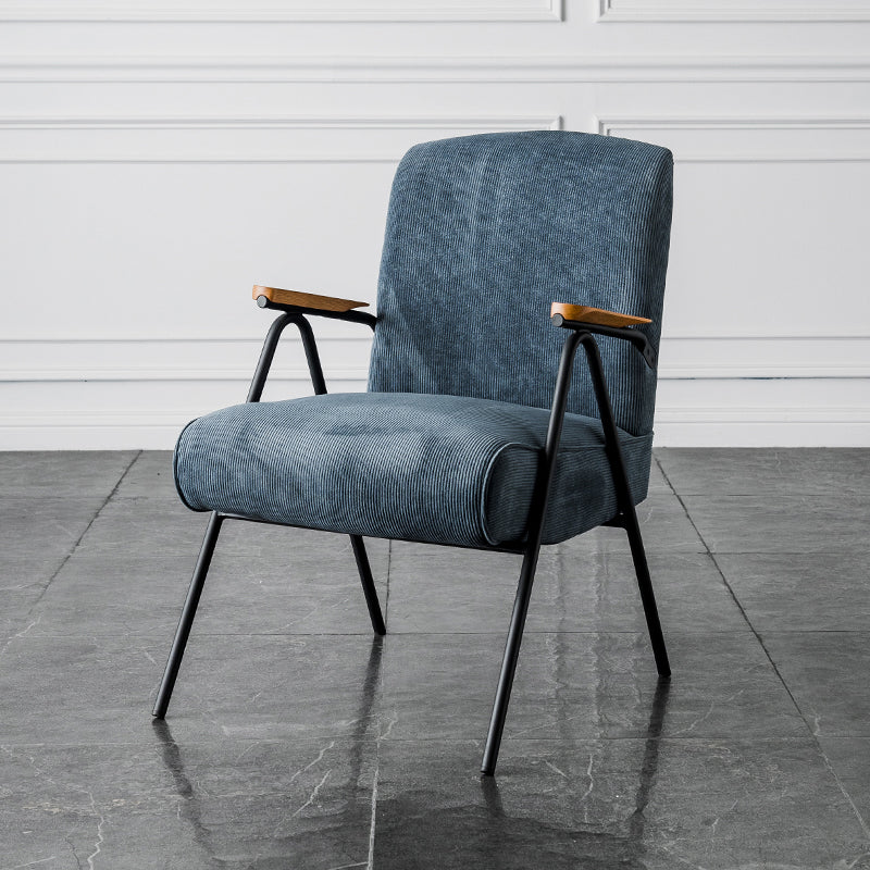 Corduroy Arms Included Chair 32.28" High Solid Wood Armchair with Basic Four Leg Blue 1 Piece Clearhalo 'Accent Chairs' 'accent_chairs' 'Chairs & Seating' 'furn' 'furn_accent_chairs' 'Furniture' 'Living Room Furniture' 6142199