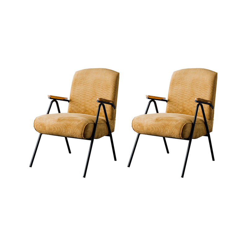 Corduroy Arms Included Chair 32.28" High Solid Wood Armchair with Basic Four Leg Yellow 2 Piece Set Clearhalo 'Accent Chairs' 'accent_chairs' 'Chairs & Seating' 'furn' 'furn_accent_chairs' 'Furniture' 'Living Room Furniture' 6142201
