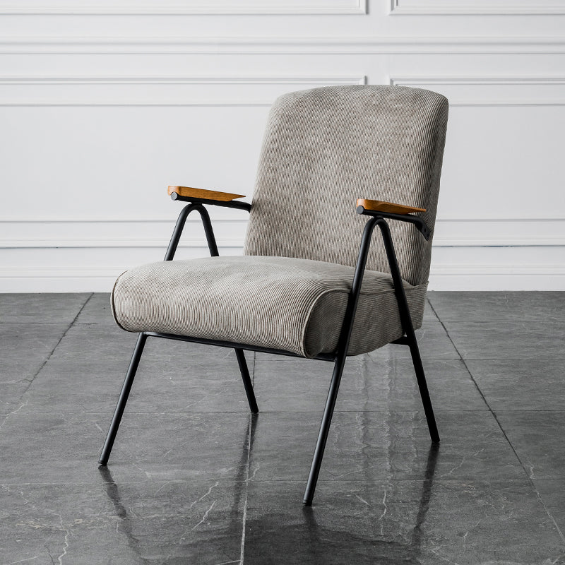 Corduroy Arms Included Chair 32.28" High Solid Wood Armchair with Basic Four Leg Grey 1 Piece Clearhalo 'Accent Chairs' 'accent_chairs' 'Chairs & Seating' 'furn' 'furn_accent_chairs' 'Furniture' 'Living Room Furniture' 6142202