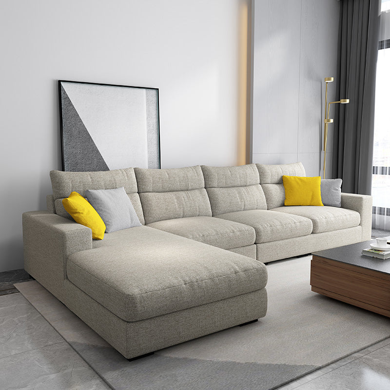 Contemporary Linen Square Arm Sofa & Chaise for Living Room Beige Left Clearhalo 'furn' 'furn_sectionals' 'Furniture' 'Living Room Furniture' 'Sectionals' 6142578