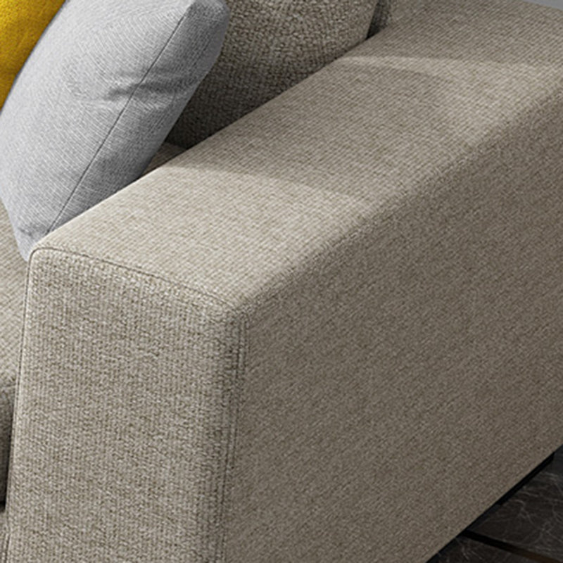 Contemporary Linen Square Arm Sofa & Chaise for Living Room Clearhalo 'furn' 'furn_sectionals' 'Furniture' 'Living Room Furniture' 'Sectionals' 6142582